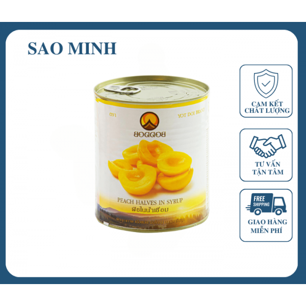 Đào Ngâm Nước Đường Đóng Lon Boddob 820g